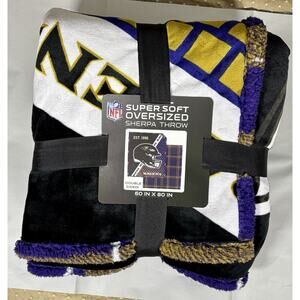 NFL Baltimore Ravens Super Soft Oversized Sherpa Throw Blanket 60 IN X 80 IN